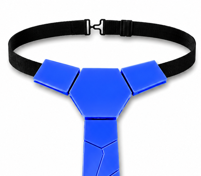 Aura Tie Blue — mirror-finish acrylic tie by Louidor, styled